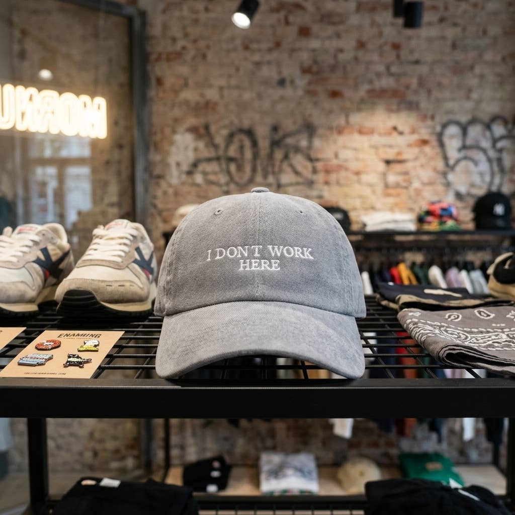 Casquette brodée bordeaux « Je ne travaille pas ici, désolé »
