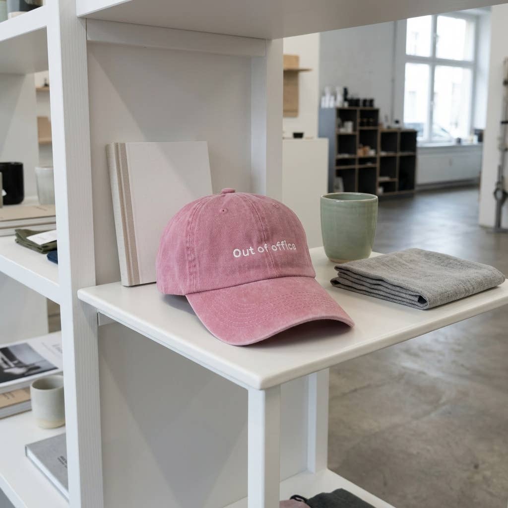 Casquette bleue brodée « Hors du bureau »