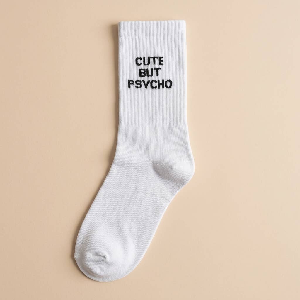 Chaussettes à message « Mignonne mais psycho »