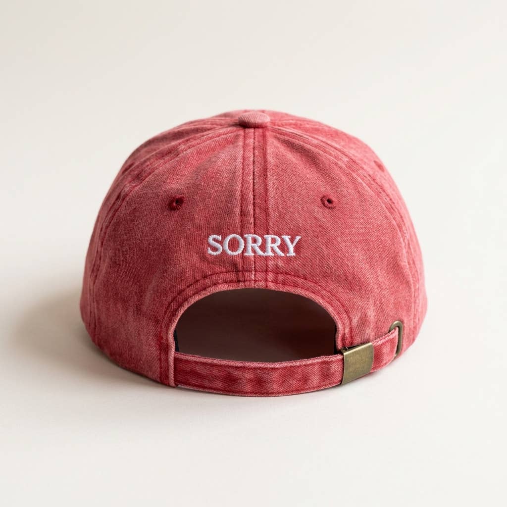 Casquette brodée bordeaux « Je ne travaille pas ici, désolé »