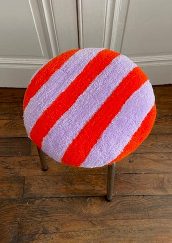 Tabouret tufté / Orange et lila