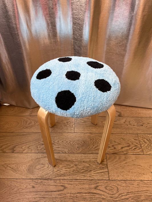 Tabouret tufté Polkadot bleu