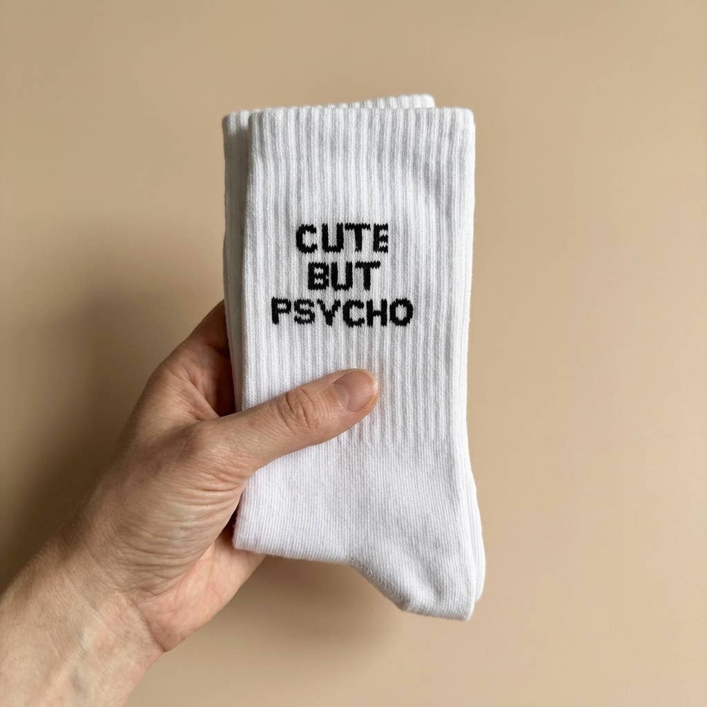 Chaussettes à message « Mignonne mais psycho »