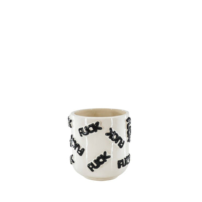 Pot - 'MERDE' - Céramique - Blanc/Noir - 11x11x11,5cm