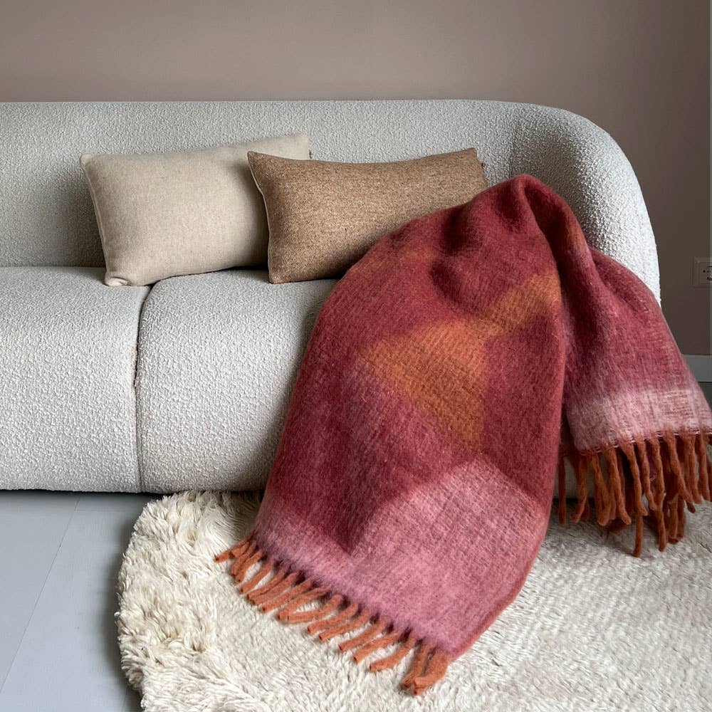 Plaid doux rouge épicé Zapotec en polyester recyclé
