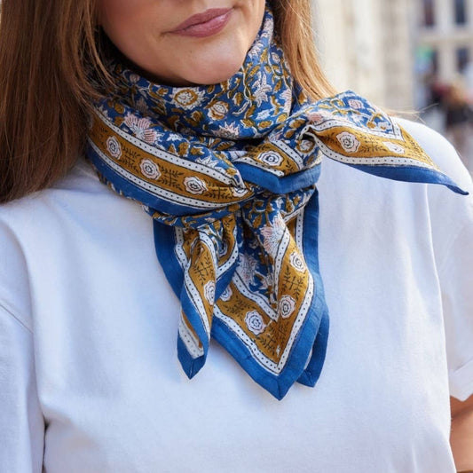Foulard Indien - Azur Indigo